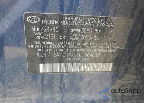 2016 Hyundai Elantra Se z USA, uszkodzony, nr VIN 5NPDH4AE7GH664630